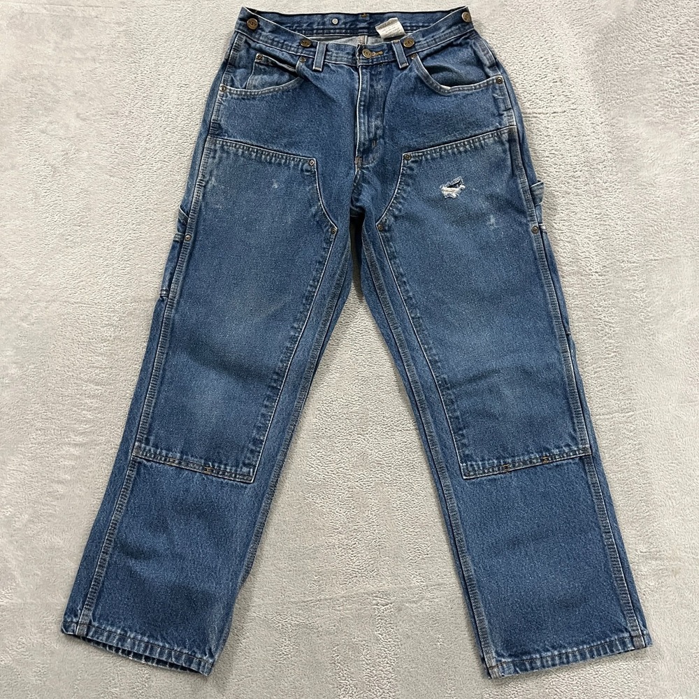 Vintage Key Double Knee Logger Denim Carpenter Jeans 32x30 (fit 28x28) Blue 90s